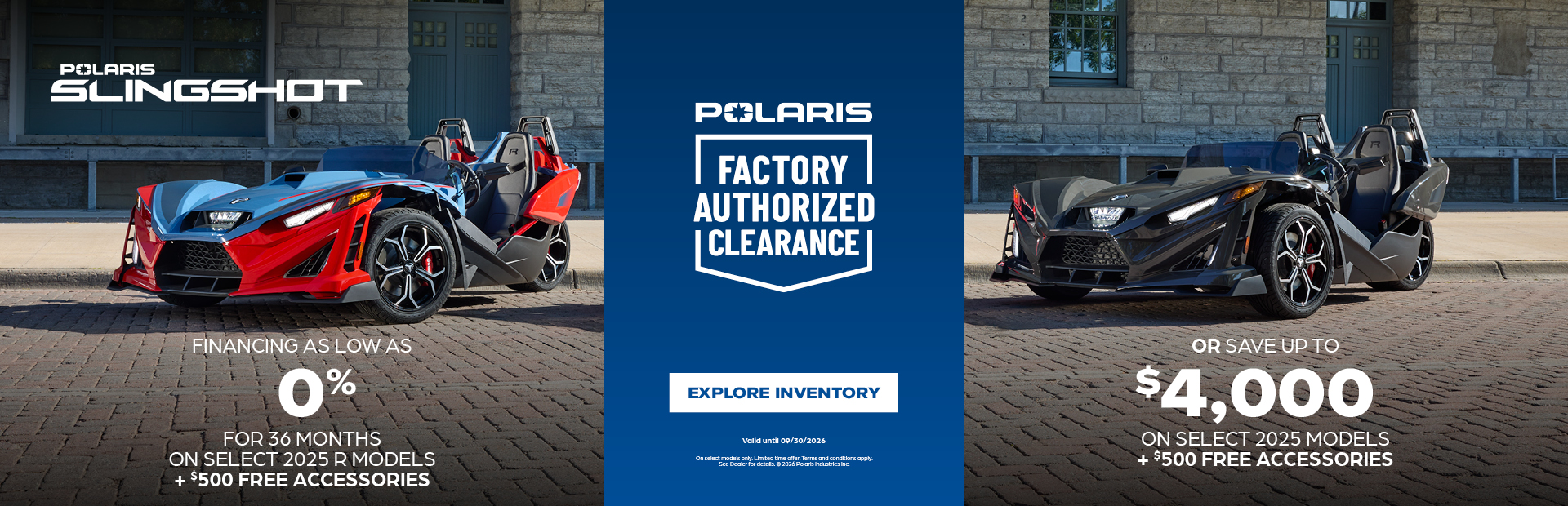$4,000 customer cash or financing offer for Select 2025 Slingshot R Models